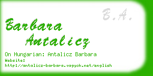 barbara antalicz business card